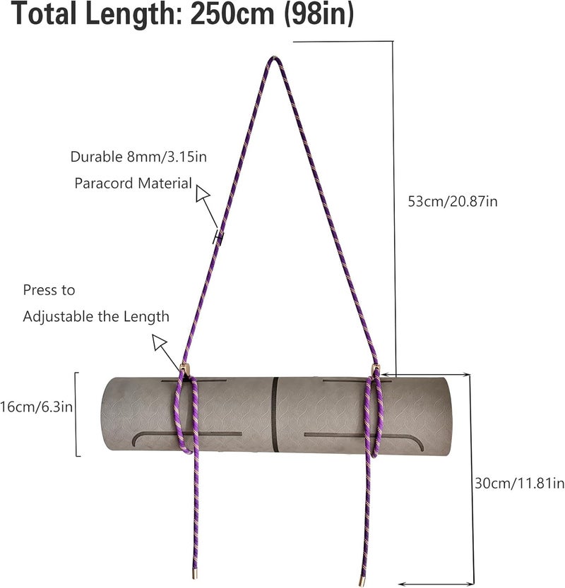 DAOSUN Yoga Mat Strap - 8MM Adjustable Paracord Carrier for Carrying Yoga Mats, Camping Pads & Blankets (Strap Only) - Image 3